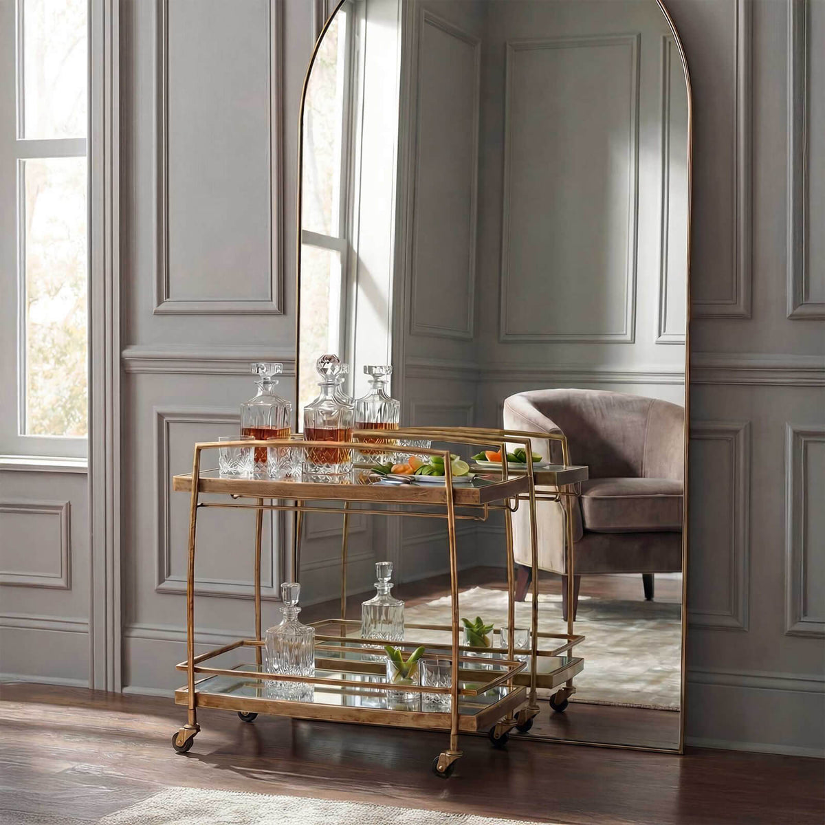 Uttermost Scarritt Antique Brass Bar Cart