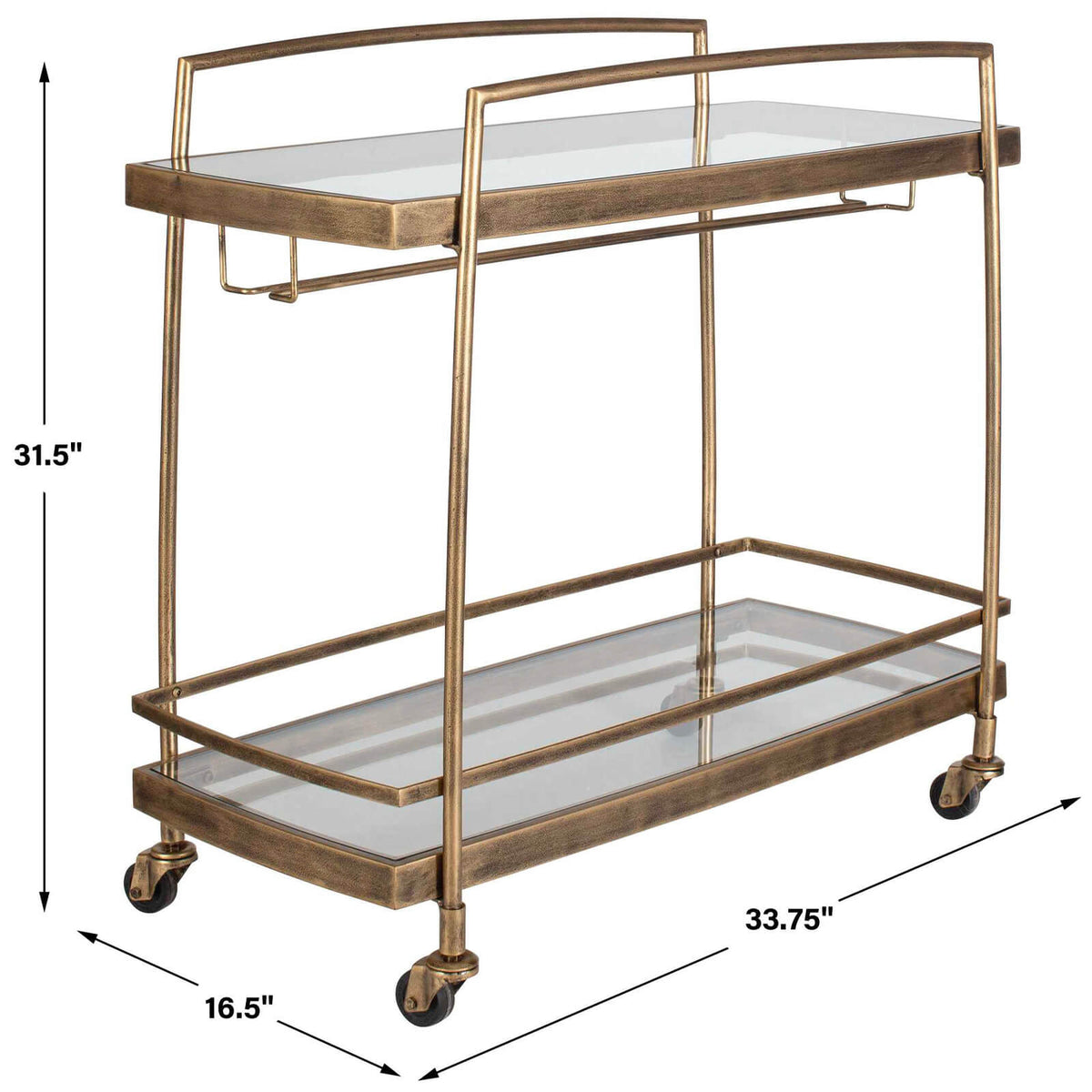 Uttermost Scarritt Antique Brass Bar Cart