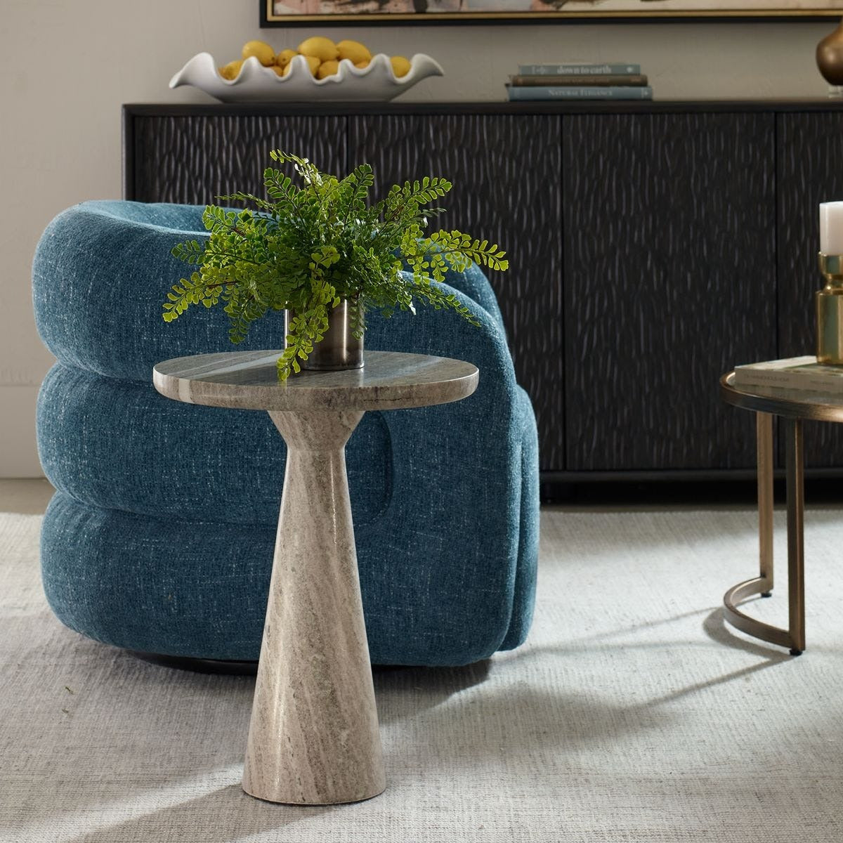 Uttermost Shura Indoor-Outdoor Accent Table in Marble