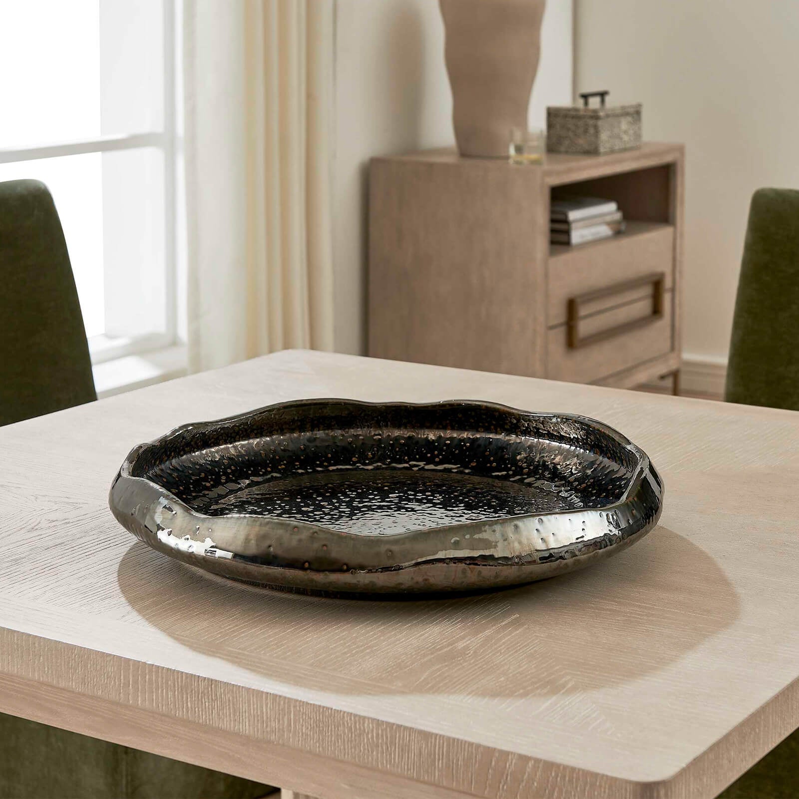 Uttermost Stardust Ripple Indoor-Outdoor Bowl in Black