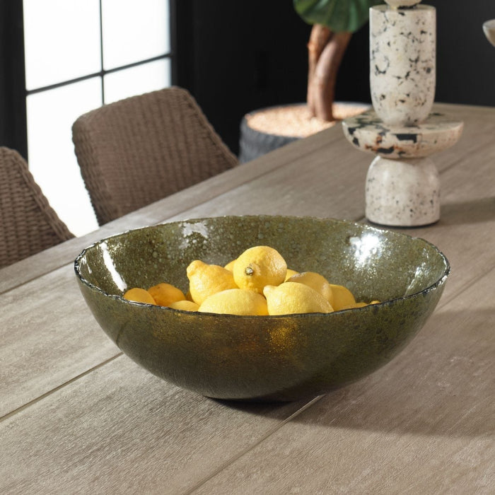 Uttermost Veridian Shimmer Earthy Glass Bowl