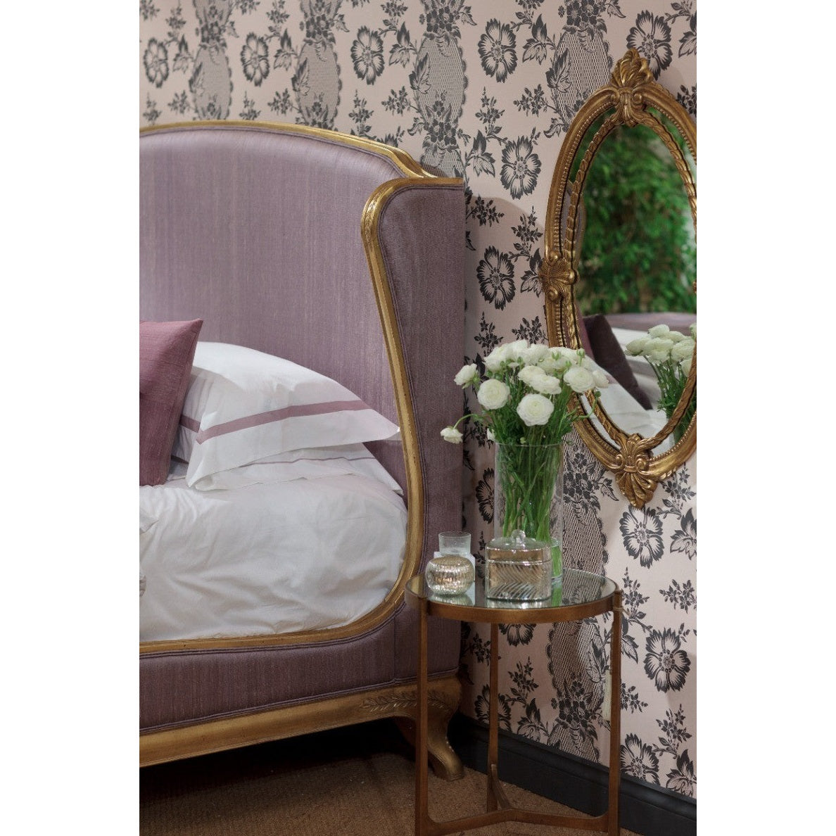 Jonathan Charles Round End Table Contemporary in Scagliola - Gilded