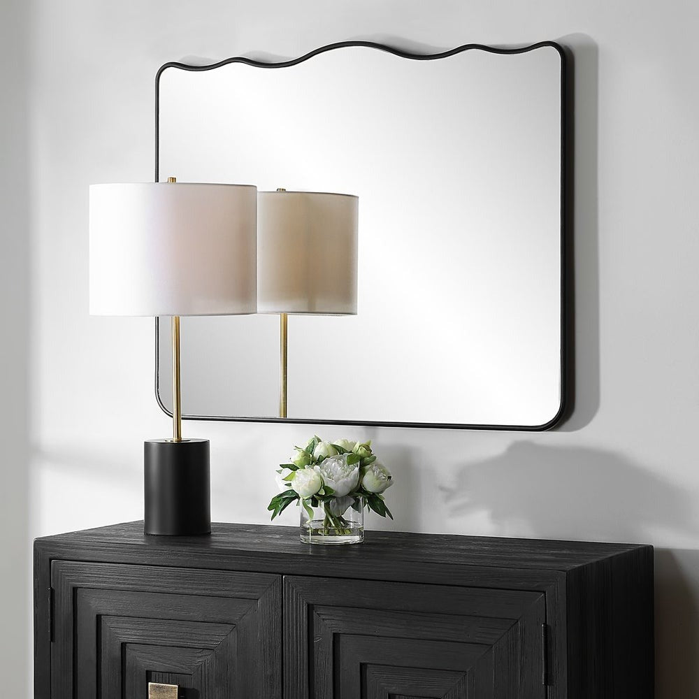 Keiichi Grace Scalloped Mirror in Black