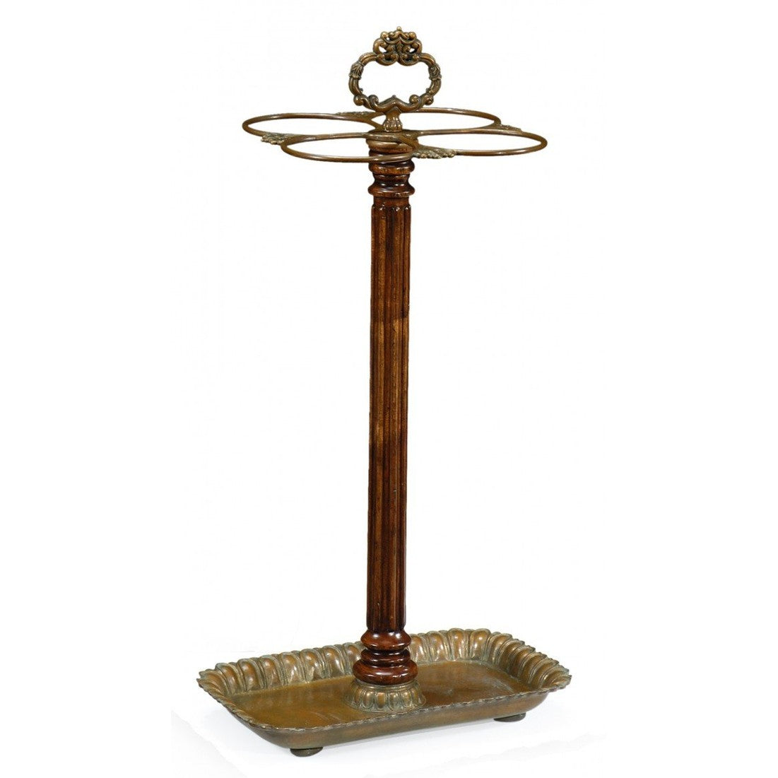 Jonathan Charles Walnut & Brass Umbrella Stand