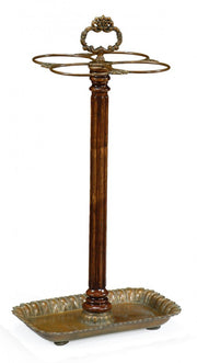 Jonathan Charles Walnut & Brass Umbrella Stand