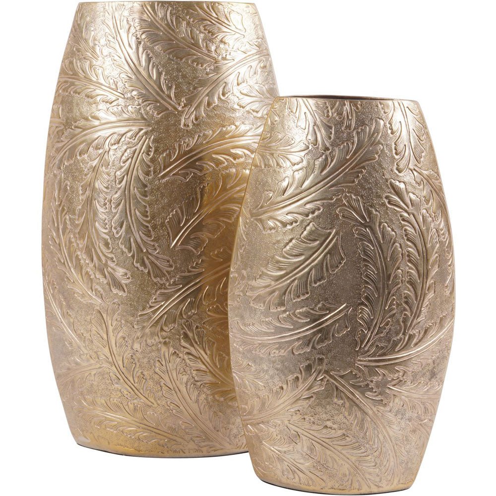 Windham Gold Leaf Embossed Oval Barrel Vase Nicholas John Interiors