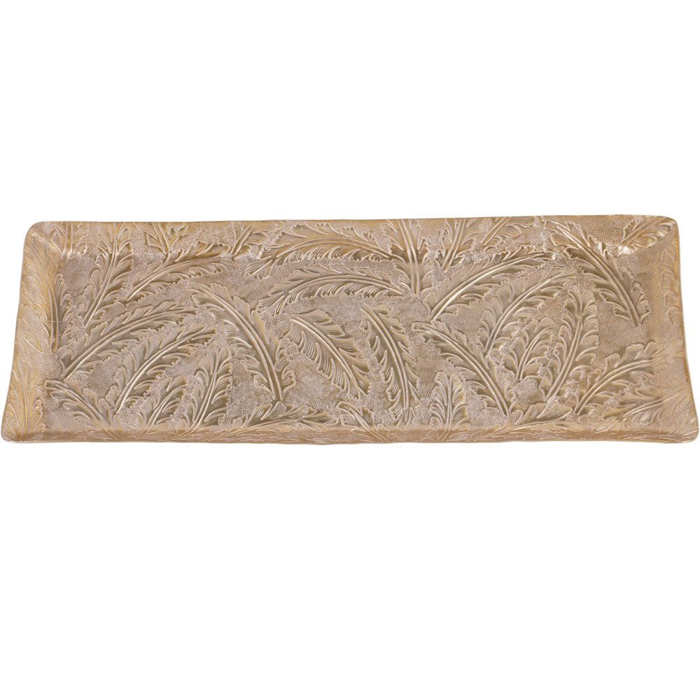 Windham Gold Leaf Embossed Rectangle Plate Nicholas John Interiors