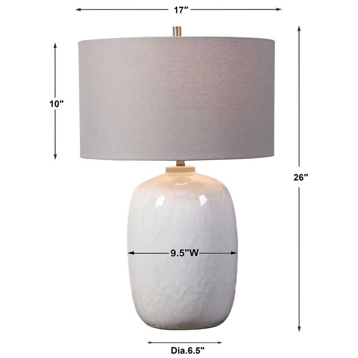 Uttermost Winterscape White Glaze Table Lamp