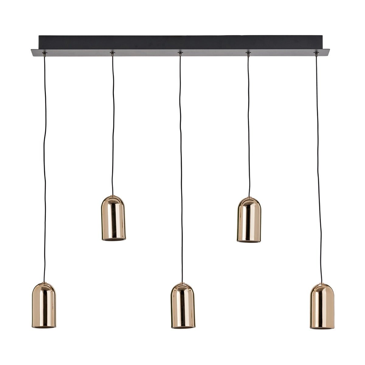Xena Black and Rose Gold Metal 5 Drop LED Pendant - Pacific Lifestyle Pendant Lights