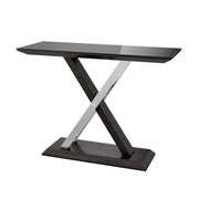 Xenia Black Glass and Walnut Console Table   Nicholas John Interiors