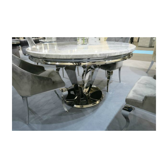 Arturo Grey Marble Stainless Steel Round Dining Table 1300