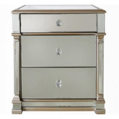 Apollo Champagne 3 Drawer Bedside