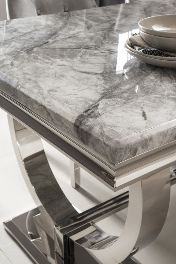 Ariana Grey marble table with chrome legs 200cm 3