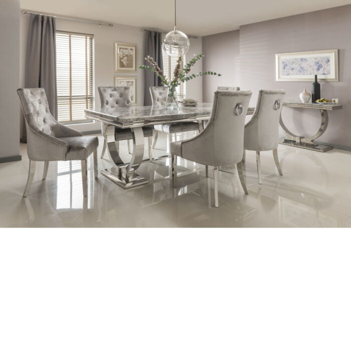 Ariana Grey marble table with chrome legs 200cm