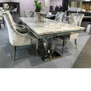 Arturo Grey Marble Stainless Steel Dining Table - 1800