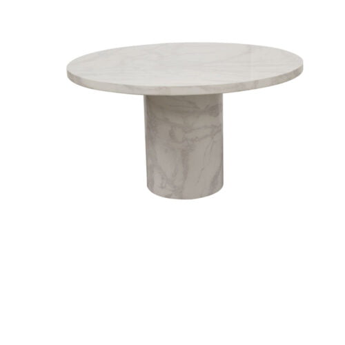Carra Bone White Marble Round Dining Table - 1300 Inc Chairs