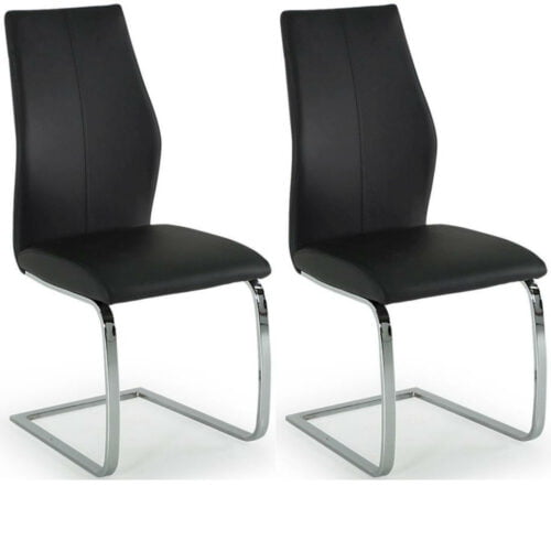 Elis Black Dining Chair Chrome Leg - Pair