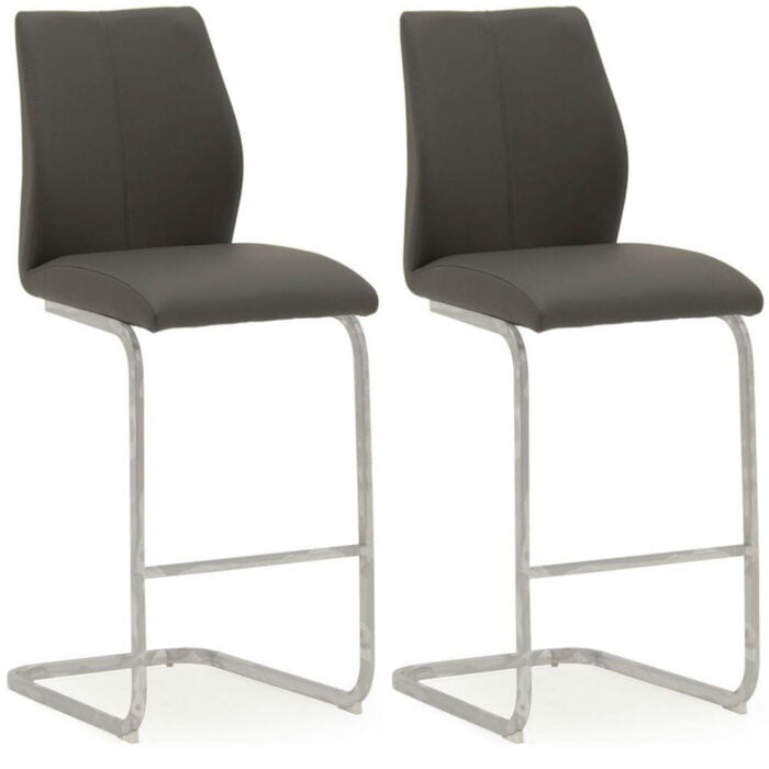 Elis Grey Bar Chair Chrome Leg - Pair