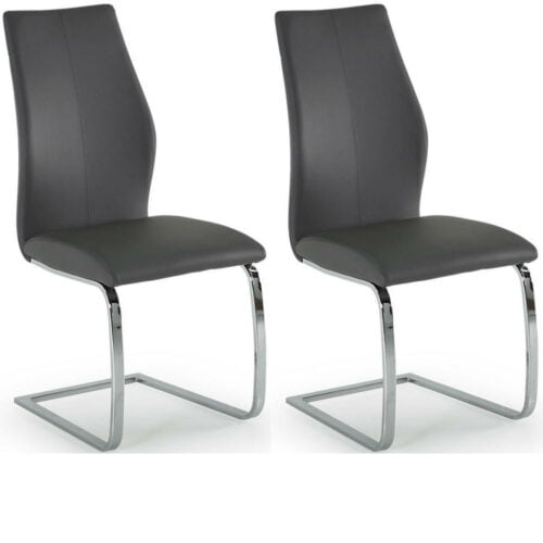 Elis Grey Dining Chair Chrome Leg - Pair