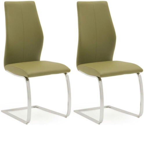 Elis Olive Dining Chair Chrome Leg - Pair