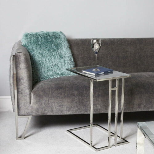 Winston Stainless Steel Glass Sofa Lamp Table