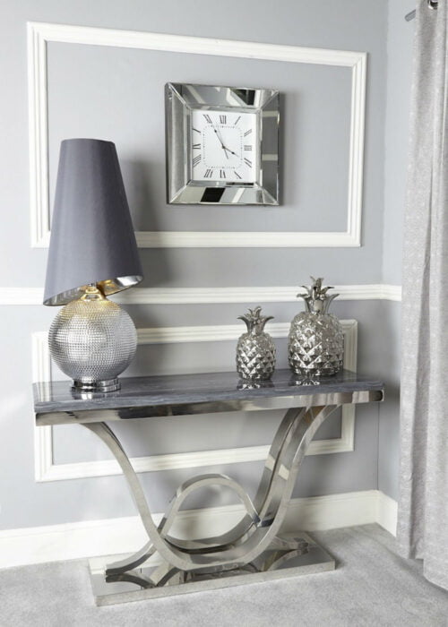 Faye Grey Marble And Chrome Console Table