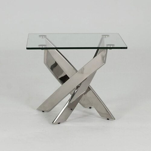 Kalmar Square Glass Chrome End Table