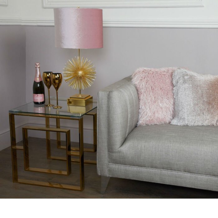 Lauren Golden End Table with a Tempered Clear Glass Top