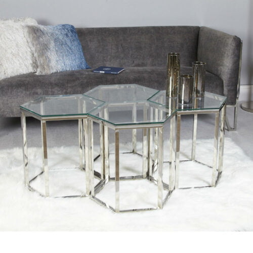 Value Hexagon Silver Stainless Steel End Table 3