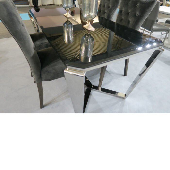 Vida Living Zola Blackwood Glass Stainless Steel Dining Table - 1800