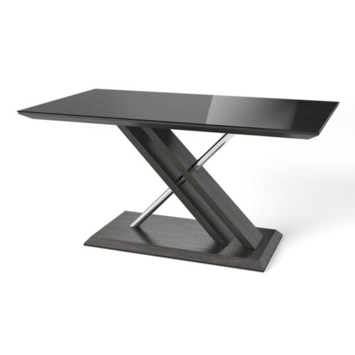 Xenia Black Glass Walnut Dining Table - 160cm